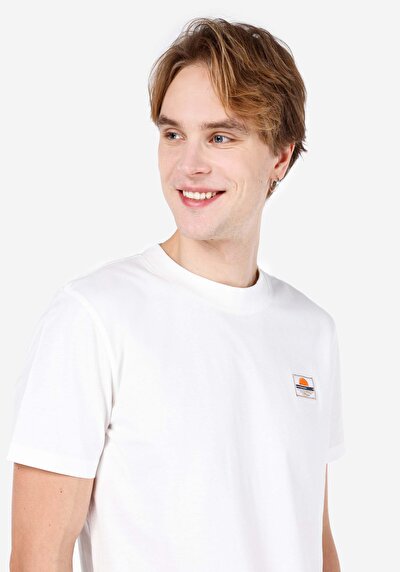 اعرض التفاصيل لـ   رقبة مستديرة مستقيم تي شيرت أبيض بأكمام قصيرة للرجال