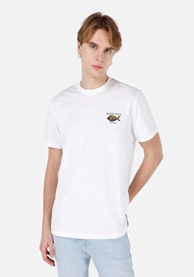 اعرض التفاصيل لـ كومفورت فيت رقبة مستديرة مستقيم تي شيرت رجالي أبيض بأكمام قصيرة