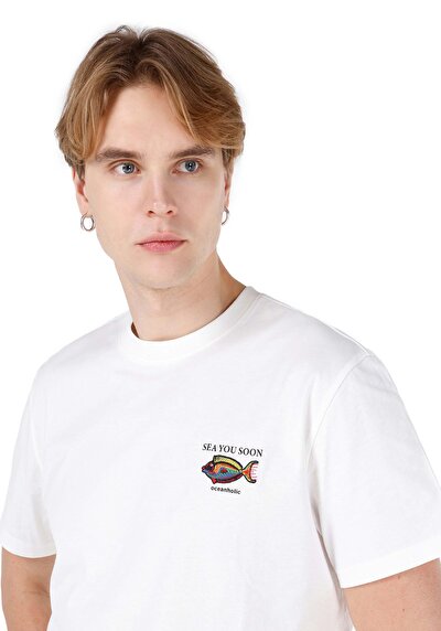 اعرض التفاصيل لـ كومفورت فيت رقبة مستديرة مستقيم تي شيرت رجالي أبيض بأكمام قصيرة