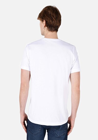 اعرض التفاصيل لـ   رقبة مستديرة مستقيم تي شيرت أبيض بأكمام قصيرة للرجال