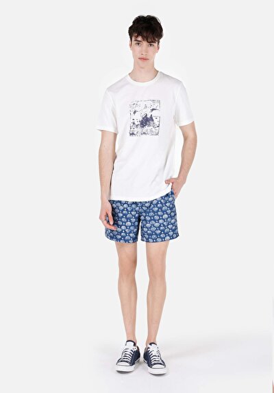 اعرض التفاصيل لـ   رقبة مستديرة مستقيم تي شيرت أبيض بأكمام قصيرة للرجال