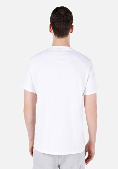 اعرض التفاصيل لـ   رقبة مستديرة مستقيم تي شيرت أبيض بأكمام قصيرة للرجال