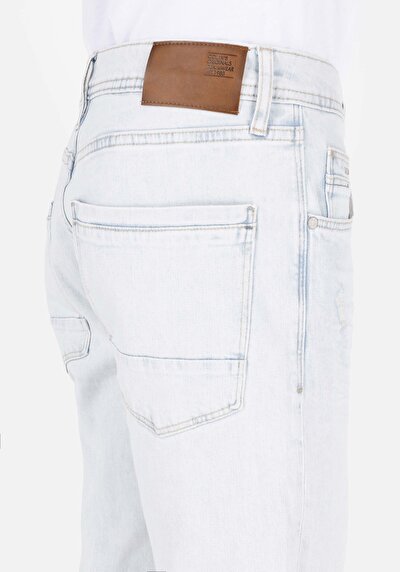 اعرض التفاصيل لـ مستقيم  خصر منخفض مستقيم الساق الجينز النيلي المفتوح للرجال