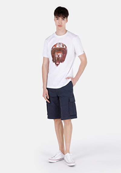 صورة من عادي   الخصر مستقيم رجالي شورت أزرق داكن