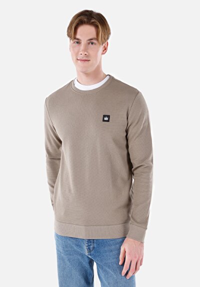 صورة من قصة عادية رقبة مستديرة رجالي أخضر كم طويل تي شيرت