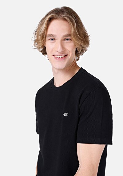 اعرض التفاصيل لـ عادي قصة رقبة مستديرة رجالي أسود كم قصير تي شيرت