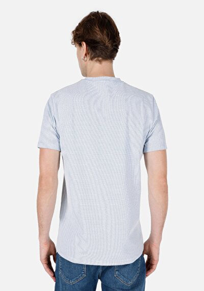 صورة من رقبة مستديرة رجالي أزرق كحلي كم قصير تي شيرت