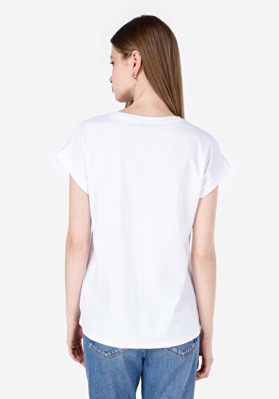 اعرض التفاصيل لـ أبيض للنساء تي شيرت بأكمام قصيرة