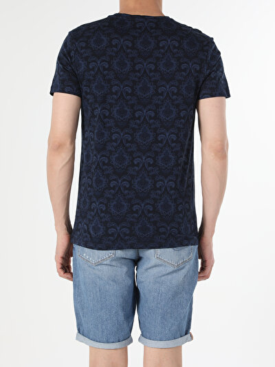 اعرض التفاصيل لـ أزرق بحري للرجال تي شيرت بأكمام قصيرة