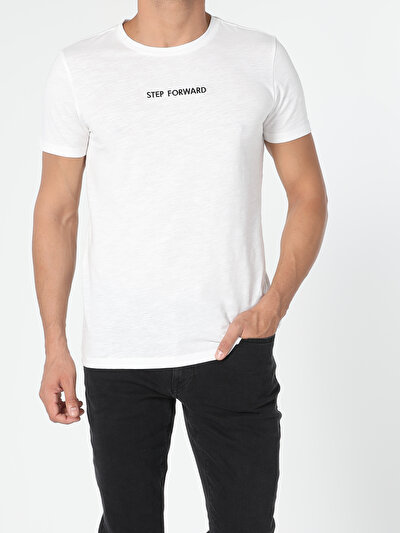 صورة من أبيض للرجال تي شيرت بأكمام قصيرة