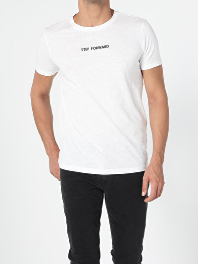 اعرض التفاصيل لـ أبيض للرجال تي شيرت بأكمام قصيرة