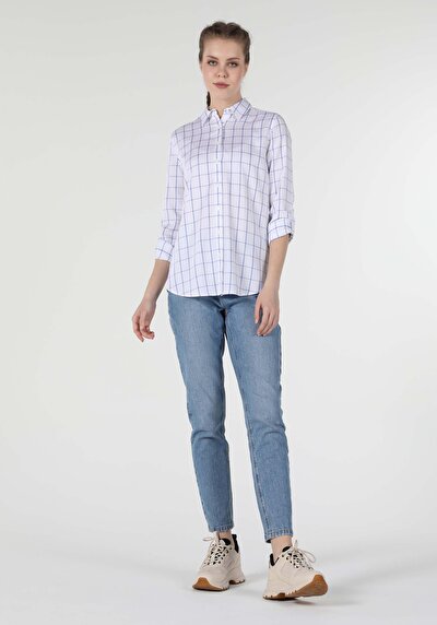 اعرض التفاصيل لـ أبيض للنساء قميص  كم طويل