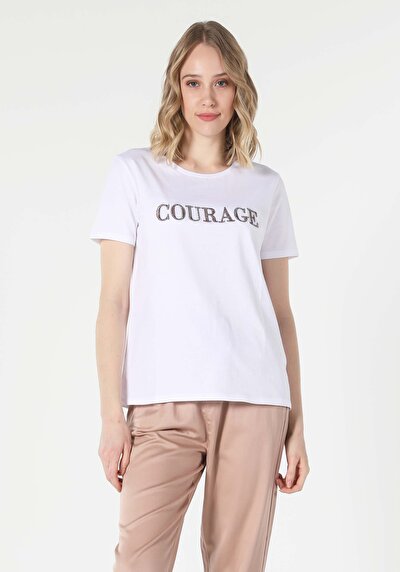 اعرض التفاصيل لـ أبيض للنساء تي شيرت بأكمام قصيرة