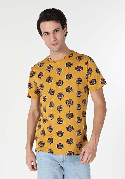 اعرض التفاصيل لـ   رقبة مستديرة مطبوعة للرجال ساري قصيرة الأكمام تي شيرت