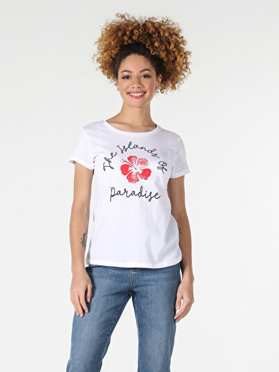 اعرض التفاصيل لـ أبيض للنساء تي شيرت بأكمام قصيرة