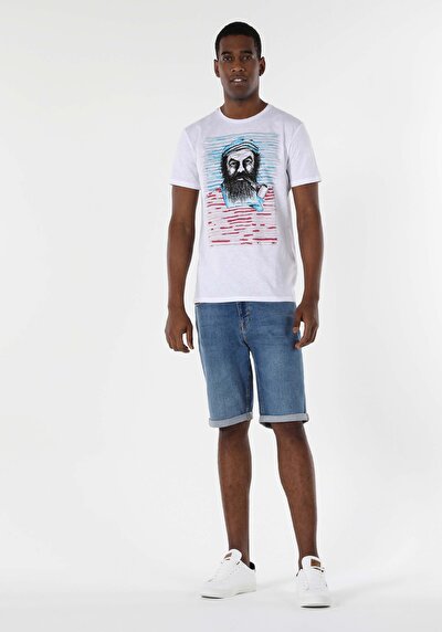 اعرض التفاصيل لـ أبيض للرجال تي شيرت بأكمام قصيرة