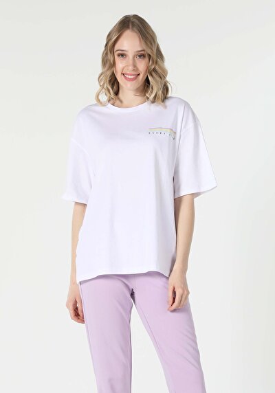 اعرض التفاصيل لـ أبيض للنساء تي شيرت بأكمام قصيرة