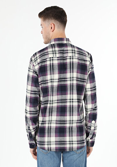 اعرض التفاصيل لـ أرجواني للرجال قميص  كم طويل