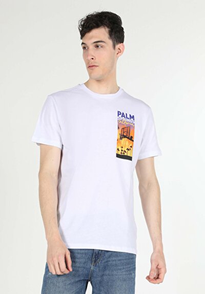 صورة من أبيض للرجال تي شيرت بأكمام قصيرة