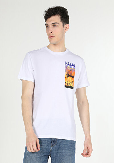 اعرض التفاصيل لـ أبيض للرجال تي شيرت بأكمام قصيرة