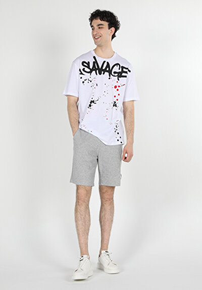 اعرض التفاصيل لـ أبيض للرجال تي شيرت بأكمام قصيرة