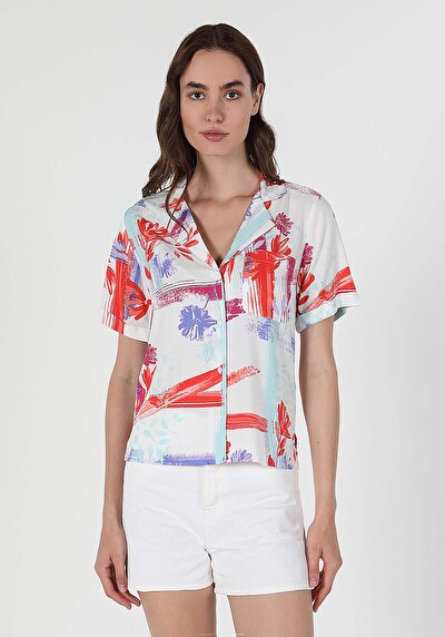 اعرض التفاصيل لـ متعدد الألوان للنساء قميص  كم قصير