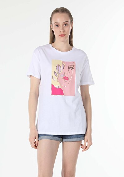 اعرض التفاصيل لـ مريح  رقبة مستديرة نسائي أبيض بأكمام قصيرة تي شيرت