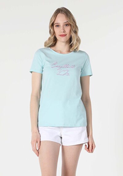 اعرض التفاصيل لـ أخضر للنساء تي شيرت بأكمام قصيرة