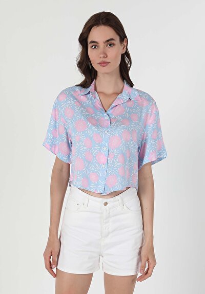 اعرض التفاصيل لـ قميص عادي رقبة نسائي متعدد الألوان 3/4 كم قميص