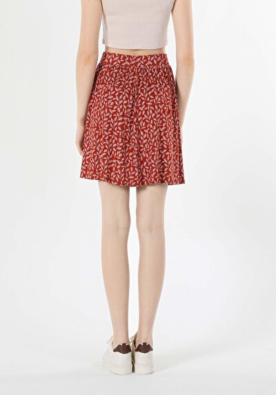 اعرض التفاصيل لـ تنوب عادي مطبوع تنورة نسائية بنية