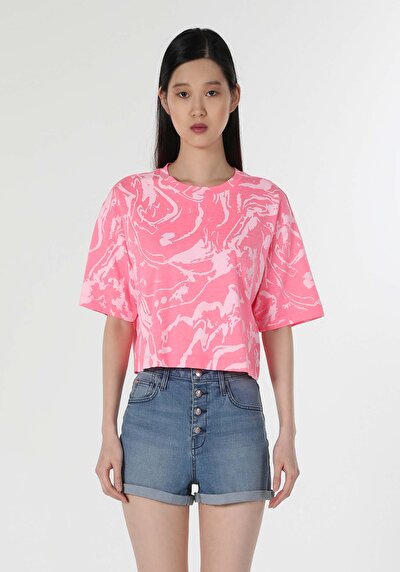 اعرض التفاصيل لـ وردي للنساء تي شيرت بأكمام قصيرة