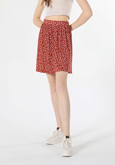 اعرض التفاصيل لـ تنوب عادي مطبوع تنورة نسائية بنية