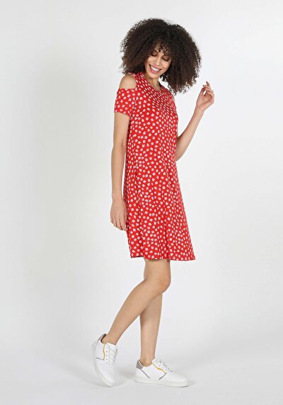 صورة من زهري نسائي أحمر فستان قصير الأكمام