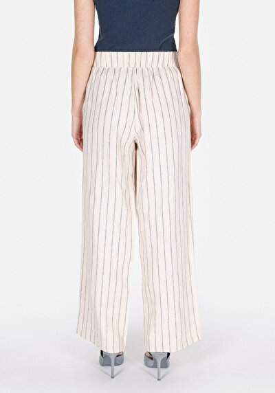 اعرض التفاصيل لـ   ارتفاع الخصر ساق واسعة بنطلون Ecru للنساء