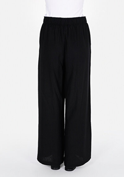 صورة من خصر عالي ساق واسعة نسائي بنطلون أسود