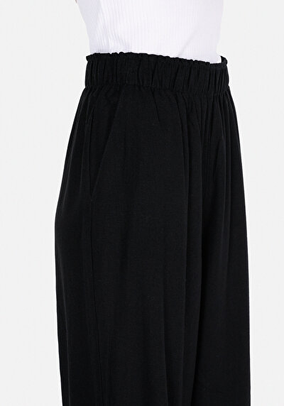 اعرض التفاصيل لـ   خصر عالي ساق واسعة نسائي بنطلون أسود