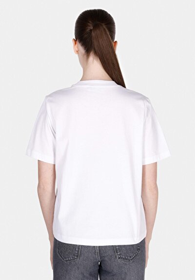 اعرض التفاصيل لـ   رقبة مستديرة مطبوعة نسائية أبيض قصيرة أكمام تي شيرت