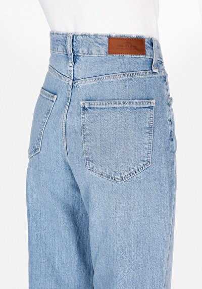 اعرض التفاصيل لـ   خصر عالي ساق واسعة نسائي نيلي جينز