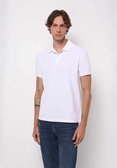 صورة من بولو الرقبة مستقيم رجالي أبيض كم قصير تي شيرت