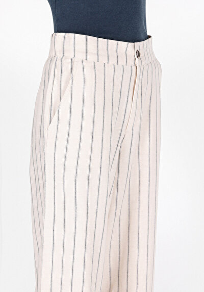 اعرض التفاصيل لـ   ارتفاع الخصر ساق واسعة بنطلون Ecru للنساء