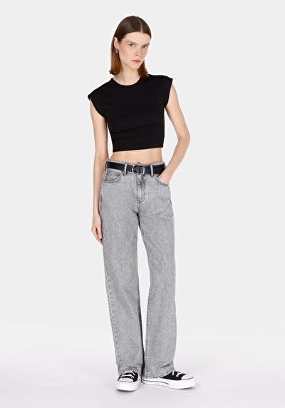 صورة من مستقيم   الخصر كامل الطول للنساء جينز نيلي غامق