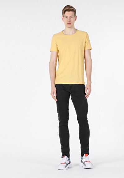 صورة من رقبة مستديرة مستقيم رجالي ساري كم قصير تي شيرت