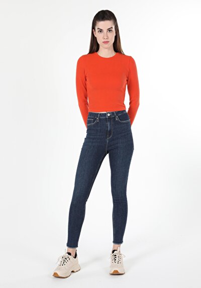 صورة من ضيق ارتفاع الخصر ساق مستقيمة نسائي جينز أسود