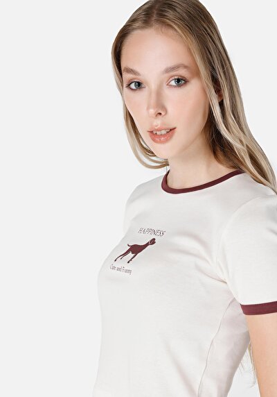 اعرض التفاصيل لـ ضيق قصة رقبة مستديرة نسائي أبيض كم قصير تي شيرت