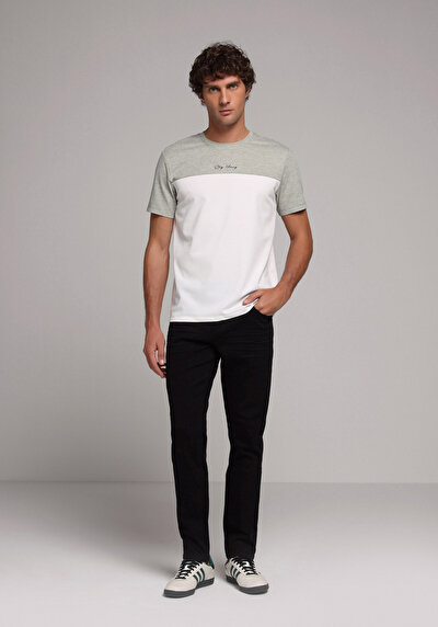 صورة من مستقيم خصر منخفض مستقيم الساق الجينز الأسود للرجال