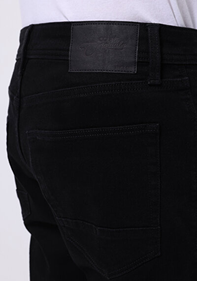 اعرض التفاصيل لـ مستقيم  خصر منخفض مستقيم الساق الجينز الأسود للرجال