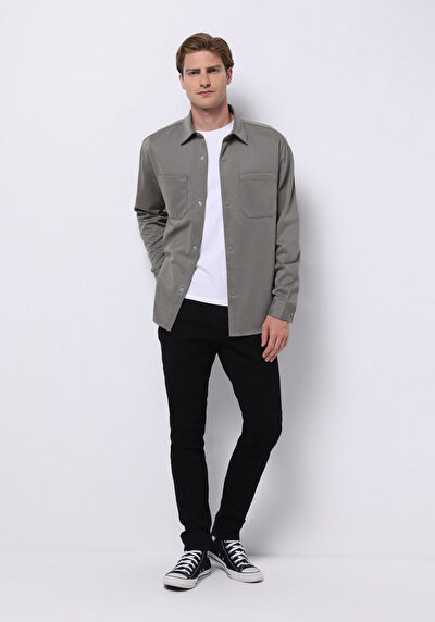 صورة من سليم  خصر منخفض ساق ضيقة جينز أسود للرجال