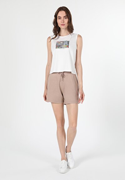 صورة من عادي الخصر نسائي شورت أزرق غامق