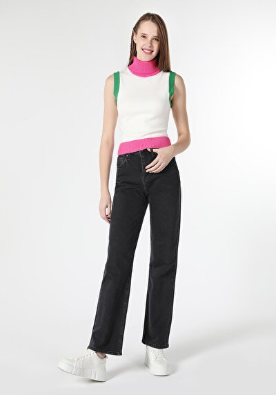 صورة من عادي مناسب ارتفاع الخصر كامل الساق جينز نسائي جينز