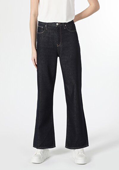 اعرض التفاصيل لـ   خصر عالي ساق عريضة نسائي جينز أسود